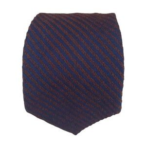 NAZARENO GABRIELLI Blue/Brown Striped Silk Tie ITALY 59"/ 4" EC
